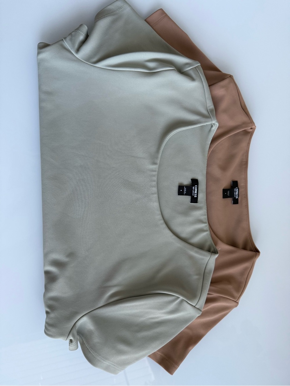 Express Short Sleeve Crewneck Top in Tan